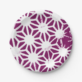 桑と白の幾何学模様 ペーパープレート
