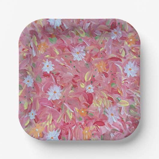 桑の実 レッド 7インチ 角型 紙皿 (正面)