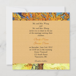 桑の木のビンテージの結婚式招待状。 招待状