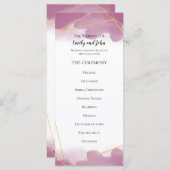 桑の水色金ゴールド幾何線結婚の プログラム (正面/裏面)