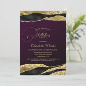 桑の金ゴールドグリッター誕生日パーティー 招待状 (スタンド正面)