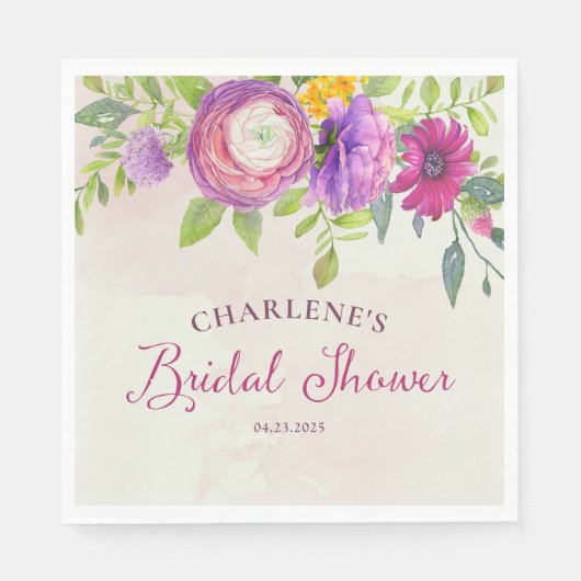 桑及びアイボリードリームブライダルシャワー スタンダードランチョンナプキン (正面)