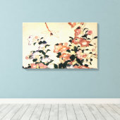 桔梗・北斎・ベルフラワー・トンボ・北斎・浮世絵 キャンバスプリント (インサイチュ (ウッドフロア))