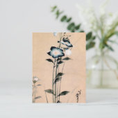 桔梗,北斎 中国のbellflower，北斎浮世絵 ポストカード (スタンド正面)