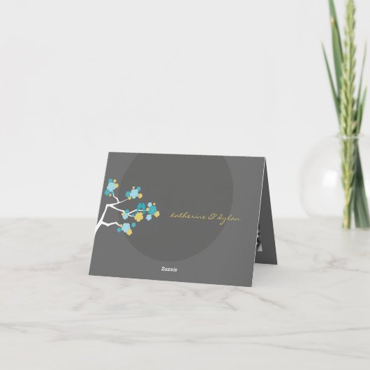 桜および愛鳥のお洒落な結婚式 サンキューカード (裏面)