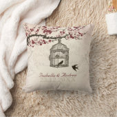 桜および愛鳥 クッション (ブランケット)