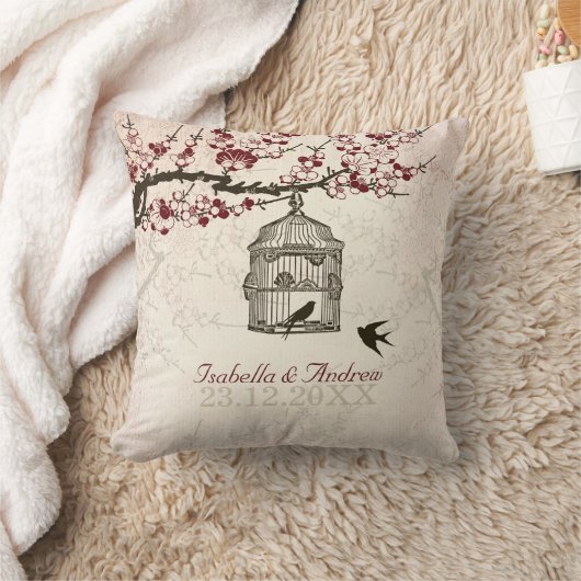 桜および愛鳥 クッション (ブランケット)