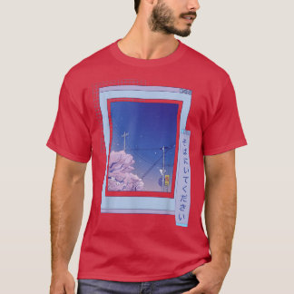 桜かわいいアニメ日本のVAPORWAVEナイトシティT- Tシャツ