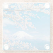 桜が付いている富士山の眺め ガラスコースター (裏面)