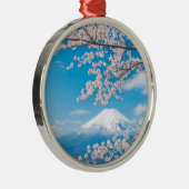 桜が付いている富士山の眺め メタルオーナメント (右)
