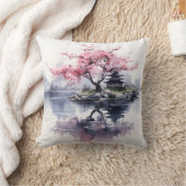 桜が湖に咲く クッション (ブランケット)