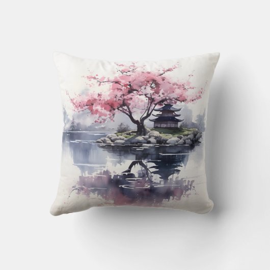 桜が湖に咲く クッション (裏面)