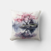 桜が湖に咲く クッション (正面)