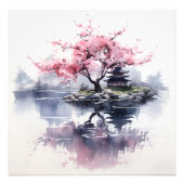 桜が湖に咲く フォトプリント            (正面)