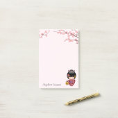 桜こけし人形かわいい芸者ガールピンク ポストイット (デスク上)