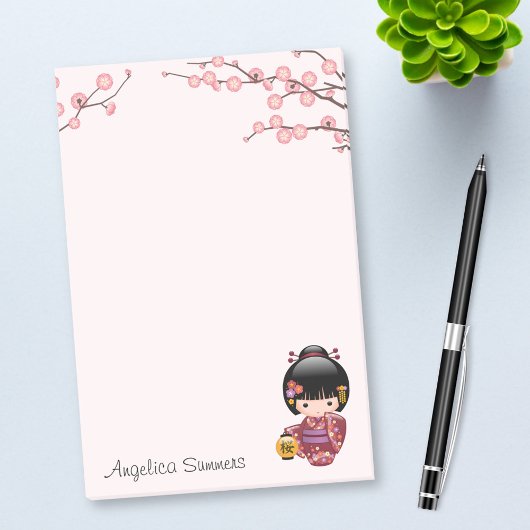 桜こけし人形かわいい芸者ガールピンク ポストイット