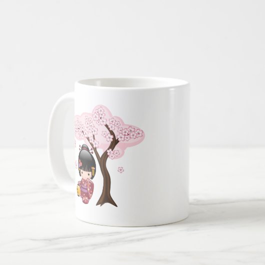 桜こけし人形 – かわいい日本の芸者ガール株式会社 コーヒーマグカップ (正面左)