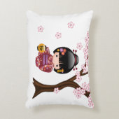 桜こけし人形 – かわいい日本の芸者ガール アクセントクッション (正面(垂直))