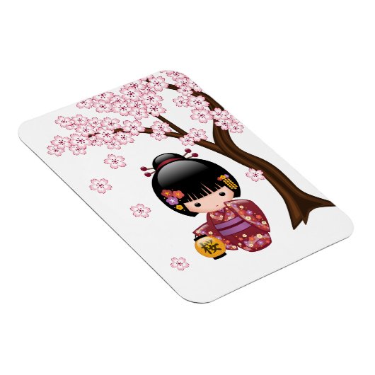 桜こけし人形 – かわいい日本の芸者ガール マグネット (右側)