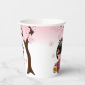 桜こけし人形 – かわいい日本の芸者ガール 紙コップ (左)