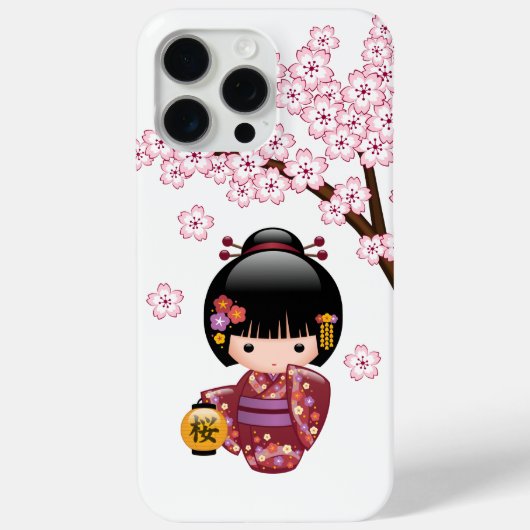 桜こけし人形 – かわいい日本の芸者ガール Case-Mate iPhoneケース (裏面)