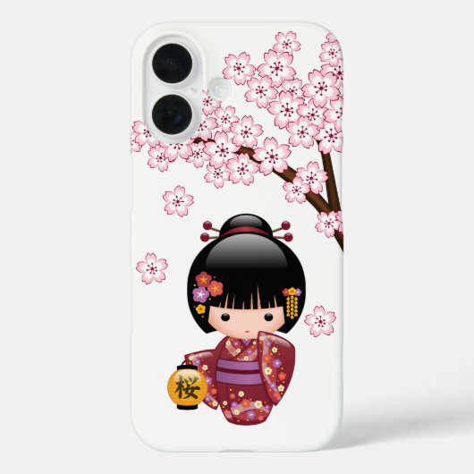 桜こけし人形 – かわいい日本の芸者ガール Case-Mate iPhoneケース (裏面)