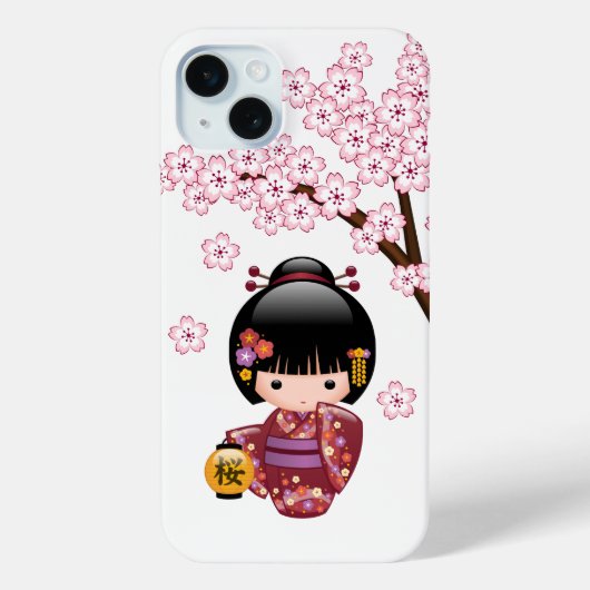 桜こけし人形 – かわいい日本の芸者ガール Case-Mate iPhoneケース (裏面)