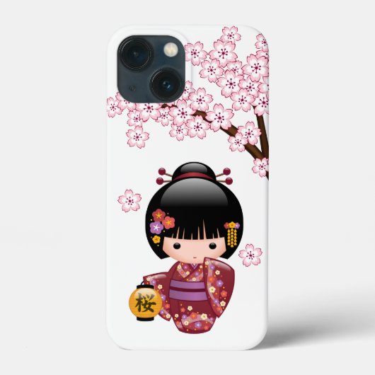 桜こけし人形 – かわいい日本の芸者ガール Case-Mate iPhoneケース (裏面)