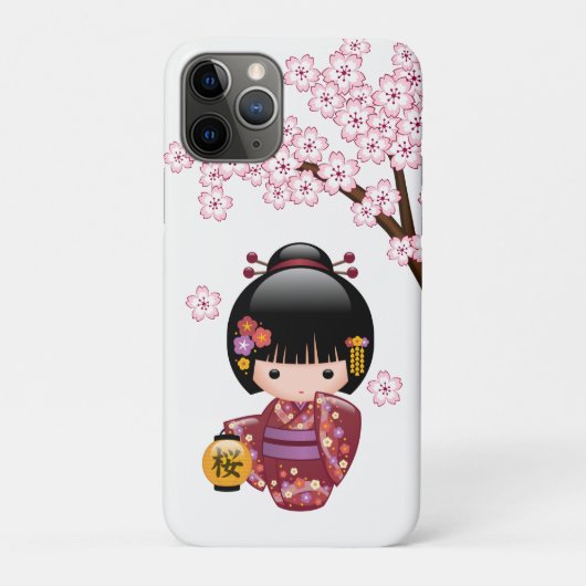 桜こけし人形 – かわいい日本の芸者ガール Case-Mate iPhoneケース (裏)