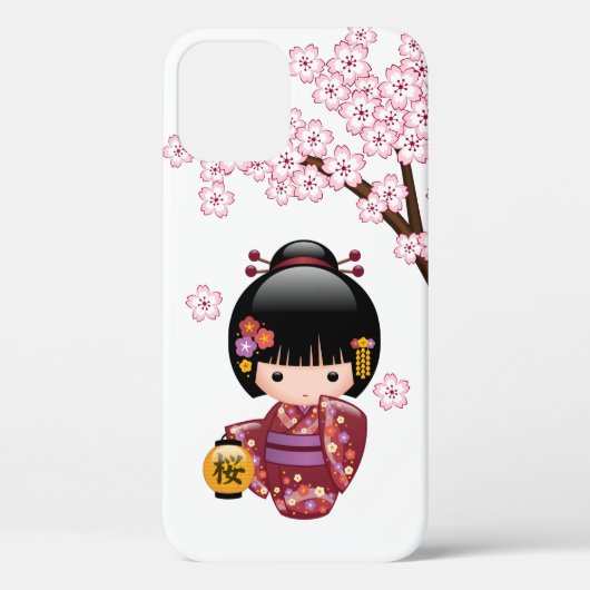 桜こけし人形 – かわいい日本の芸者ガール Case-Mate iPhoneケース (裏面)