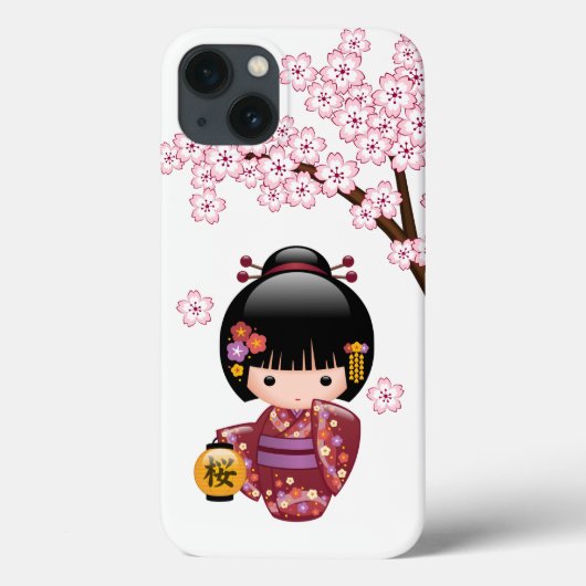 桜こけし人形 – かわいい日本の芸者ガール Case-Mate iPhoneケース (裏面)