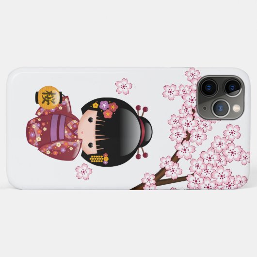 桜こけし人形 – かわいい日本の芸者ガール Case-Mate iPhoneケース (裏面(横))