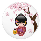 桜こけし人形-かわい日本のい芸者娘 セラミックノブ (正面)