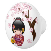 桜こけし人形-かわい日本のい芸者娘 セラミックノブ (右)