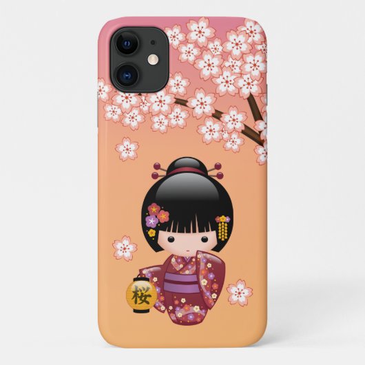 桜こけし人形 – 桃の芸者娘 Case-Mate iPhoneケース (裏面)
