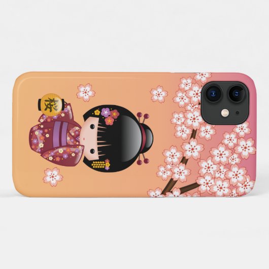 桜こけし人形 – 桃の芸者娘 Case-Mate iPhoneケース (裏面(横))
