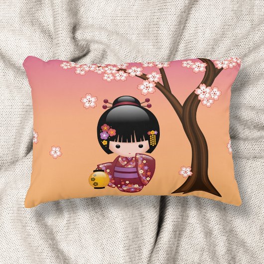 桜こけし人形 - 桃色の芸者さん アクセントクッション