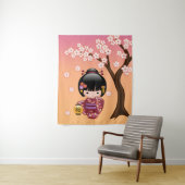 桜こけし人形 - 桃色の芸者さん タペストリー (インサイチュ)