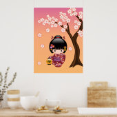 桜こけし人形 – 芸者ガールオンピーチ ポスター (キッチン)