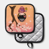 桜こけし人形 – 芸者ガールオンピーチ 鍋敷き (正面/裏面)