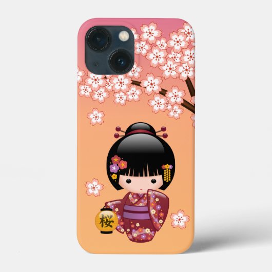 桜こけし人形 – 芸者ガールオンピーチ Case-Mate iPhoneケース (裏面)