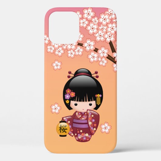 桜こけし人形 – 芸者ガールオンピーチ Case-Mate iPhoneケース (裏面)