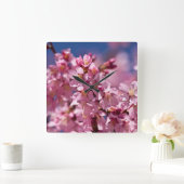 桜さくらんぼが日光にキスする花 スクエア壁時計 (ホーム)