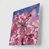 桜さくらんぼが日光にキスする花 スクエア壁時計 (傾斜)