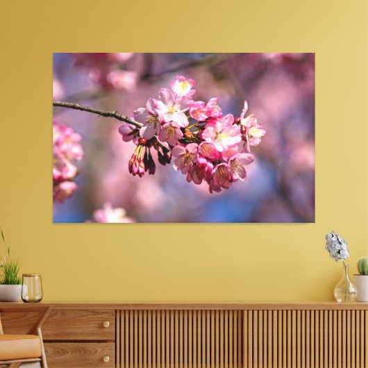 桜さくらんぼのピンク色の春 キャンバスプリント (インサイチュ (リビング))