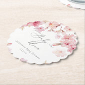 桜さくらんぼの花のベビー開花の赤ちゃんシャワー ペーパーコースター (アングル)