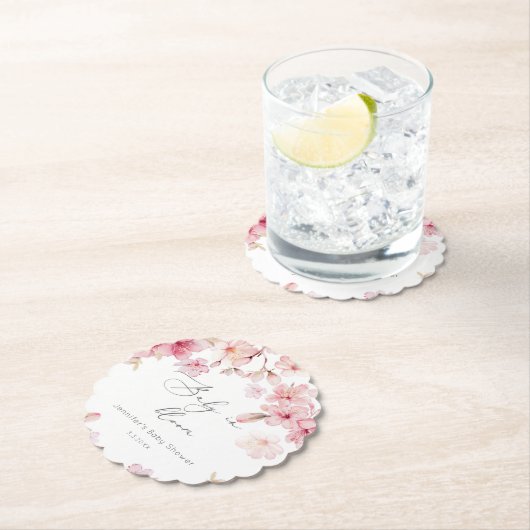 桜さくらんぼの花のベビー開花の赤ちゃんシャワー ペーパーコースター (インサイチュ)