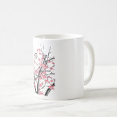 桜さくらんぼの花の木に漢字日本のアート コーヒーマグカップ (正面右)