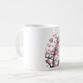 桜さくらんぼの花の木に漢字日本のアート コーヒーマグカップ (正面左)