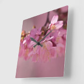 桜さくらんぼの花デリケートなピンク花束 スクエア壁時計 (傾斜)